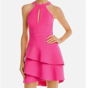 NEW BCBG Vibrant Pink Ruffle Dress